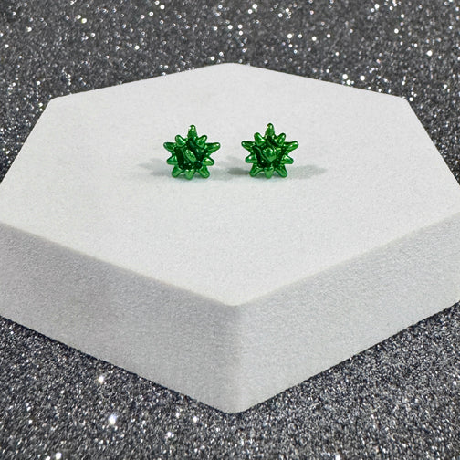 Small Green Present Bow Earrings | Bow Studs | Red Bow Stud Earrings | FENNO FASHION