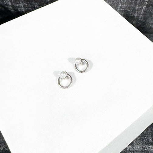 Small Pearl Stud Earrings | Dainty Studs Earrings | Minimalist Jewelry | Geometric Stud Earrings | FENNO FASHION