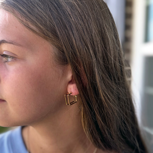 Square Hoop Earrings | Unique Gold Hoop Earrings | Layered Hoops | FENNO FASHION