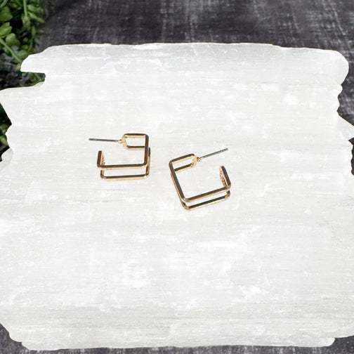 Square Hoop Earrings | Unique Gold Hoop Earrings | Layered Hoops | FENNO FASHION