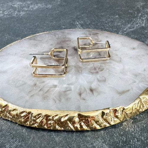 Square Hoop Earrings | Unique Gold Hoop Earrings | Layered Hoops | FENNO FASHION