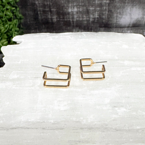 Square Hoop Earrings | Unique Gold Hoop Earrings | Layered Hoops | FENNO FASHION