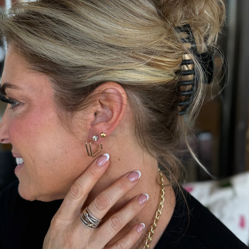 Square Hoop Earrings | Unique Gold Hoop Earrings | Layered Hoops | FENNO FASHION