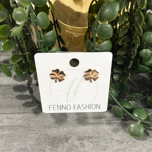 Rose Gold Shamrock Earrings | 4-Leaf Clover Earrings | St. Patricks Day Earrings | FENNO FASHION