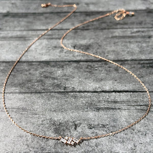 Dainty Rose Gold Crystal Necklace | Rose Gold Layering Necklace | FENNO FASHION