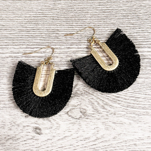 Tassel Earrings | Gold Geometric Earrings | Fringe Earrings | Fall Jewelry | FENNO FASHION