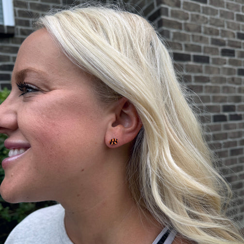 Tiger Stripe Earrings | Cincinnati Bengals Earrings | Football Stud Earrings | FENNO FASHION