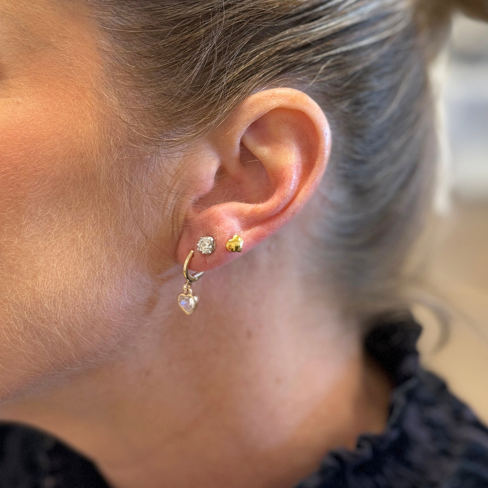 Tiny Sparkling Crystal Heart Huggie Hoop Earrings | Gold Huggie Hoops | Crystal Heart Earrings | Tiny Heart Earrings | FENNO FASHION