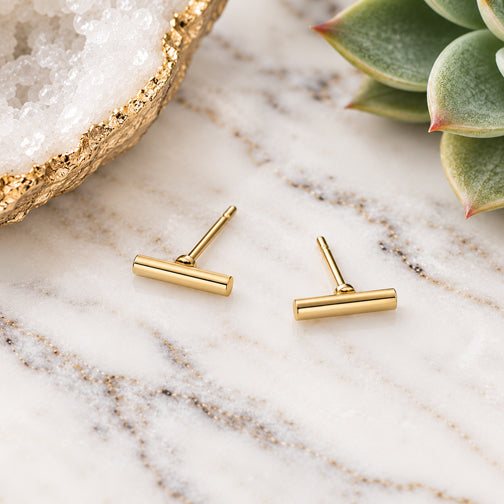 Minimalist Tiny Bar Stud Earrings (GOLD OR SILVER)