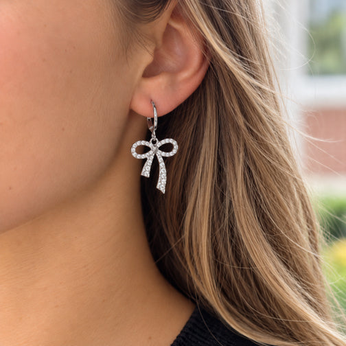 Elegant Sparkling Crystal Bow Earrings (GOLD OR SILVER)