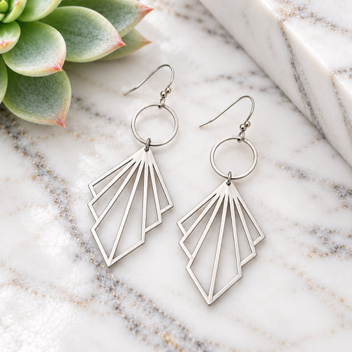Geometric Modern Silver Lines & Hoop Earrings
