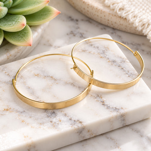 Classic Flat Bar Hoop Earrings (SILVER OR GOLD)
