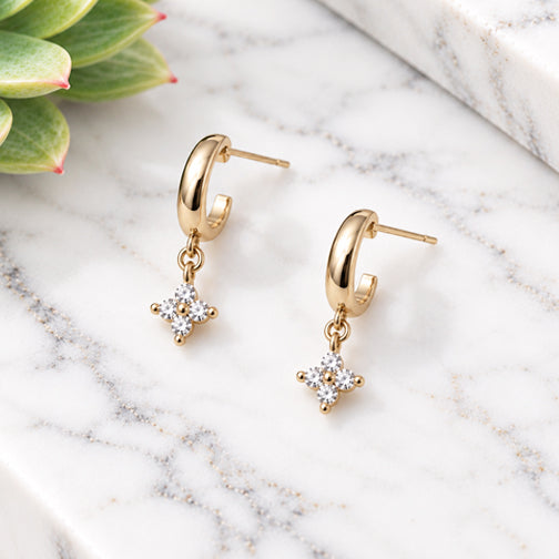 Starlight Crystal Huggie Drops (GOLD OR SILVER)