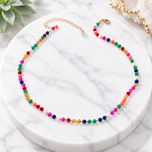 Color Pops Adjustable Beaded Necklace (RAINBOW OR JEWEL-TONED)