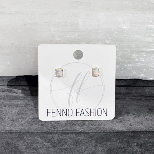 Opal Stud Earrings | Opal Jewelry | FENNO FASHION | Rose Gold Opal Studs