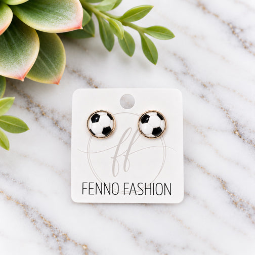 Soccer Ball Stud Earrings (GOLD OR SILVER)