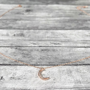 Rose Gold Moon Necklace | Crescent Moon Necklace | FENNO FASHION | Megan Fenno 