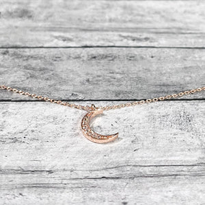 Rose Gold Moon Necklace | Crescent Moon Necklace | FENNO FASHION | Megan Fenno 