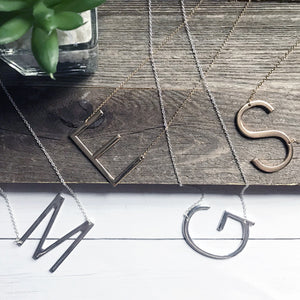 Silver and Gold Block Letter Large Initial Necklaces | Megan Fenno | FENNOfashion 