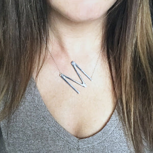 Silver Letter M Large Letter Monogram Necklace | Megan Fenno | FENNOfashion 