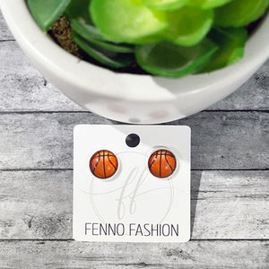 Silver Basketball Earrings | Basketball Stud Earrings | Megan Fenno | FENNO FASHION