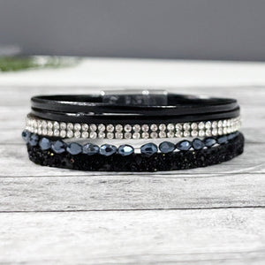 Black Leather Wrap Bracelet | Magnetic Clasp Bracelet | Megan Fenno | FENNO FASHION