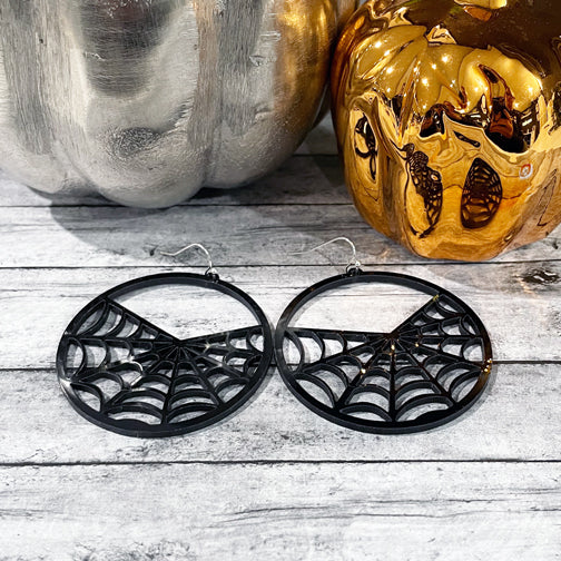 Black Spider Web Dangly Earrings | Spider Web Earrings | Megan Fenno | FENNO FASHION 