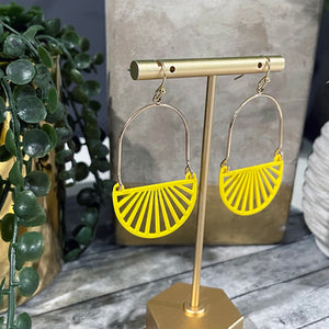 Bright Yellow Earrings | Neon Earrings | Gold Geometric Earrings | Megan Fenno | FENNO FASHION