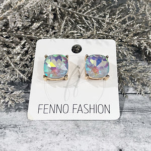 Iridescent Luster Gold Square Stud Earrings | Christmas Stud Earrings | FENNO FASHION | Megan Fenno