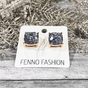 Gray Glitter Stud Earrings | Christmas Stud Earrings | Megan Fenno | FENNO FASHION