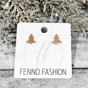 Rose Gold Christmas Tree Stud Earrings | Christmas Jewelry | FENNO FASHION | Megan Fenno