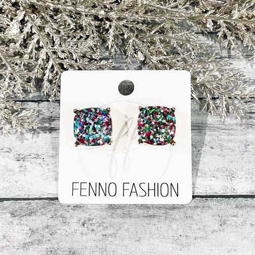 Christmas Glitter Stud Earrings | Christmas Studs | Christmas Earrings | FENNO FASHION | Megan Fenno