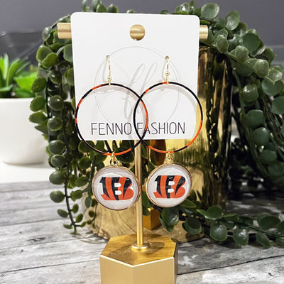 Cincinnati Bengals B Hoop Earrings (SILVER OR GOLD) - FENNO