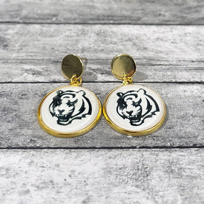 Cincinnati Bengals Tiger Striped Dangly Earrings (GOLD OR SILVER) - FENNO  FASHION, LLC