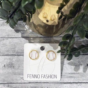 Baseball Stud Earrings | Baseball Jewelry | Megan Fenno | FENNO FASHION