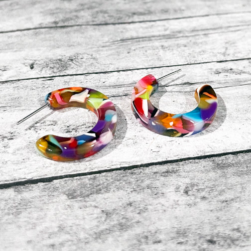 Colorful Resin Hoop Earrings | Colorful Hoops | Colorful Earrings | Megan Fenno | FENNO FASHION