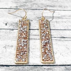 Silver & Rose Gold Crystal Gold Bar Earrings | Megan Fenno | FENNO FASHION