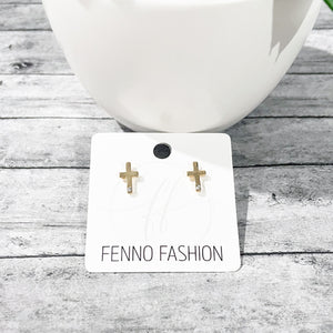 Gold Cross Studs | Cross Earrings | Megan Fenno | FENNO FASHION