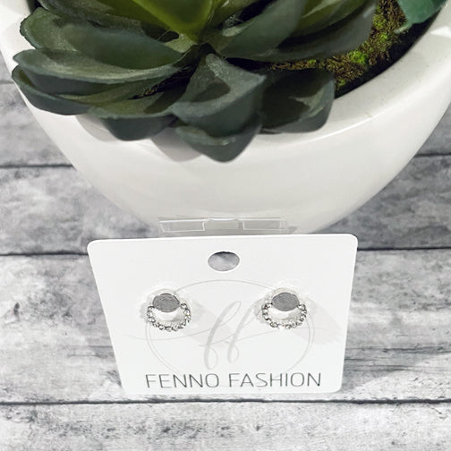 Geometric Stud Earrings | Tiny Circle Studs | Crystal Stud Earrings | Megan Fenno | FENNO FASHION