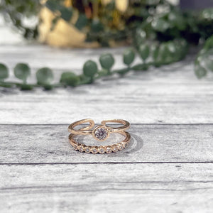 Layered Gold Adjustable Ring | Dainty Crystal Ring | Megan Fenno | FENNO FASHION