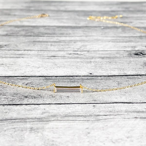 Dainty Gold Bar Necklace |  Gold Crystal Necklace | Megan Fenno | FENNO FASHION
