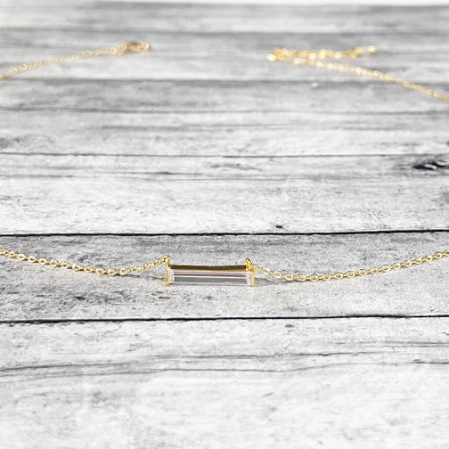 Dainty Rose Gold Bar Necklace | Rose Gold Crystal Necklace | Megan Fenno | FENNO FASHION