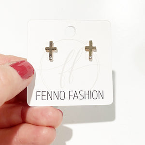 Gold Cross Studs | Cross Earrings | Megan Fenno | FENNO FASHION