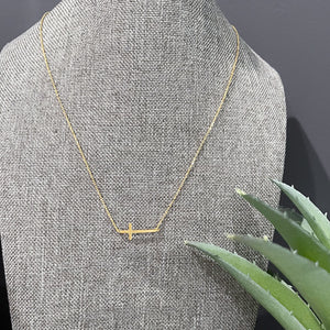 Gold Sideways Cross Necklace | Dainty Cross Necklace | Megan Fenno | FENNO FASHION