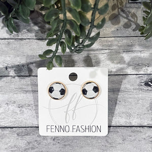 Gold Soccer Ball Stud Earrings | Megan Fenno | FENNO FASHION | Sports Jewelry | Soccer Earrings 