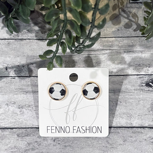 Silver Soccer Ball Stud Earrings | Megan Fenno | FENNO FASHION | Sports Jewelry | Soccer Earrings 