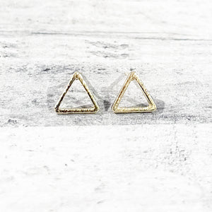 Dainty Gold Triangle Earrings | Triangle Studs | Megan Fenno | FENNO FASHION