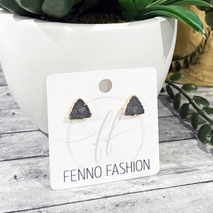 Gray Druzy Stud Earrings | Geometric Stud Earrings | Gold Triangle Studs | Megan Fenno | FENNO FASHION