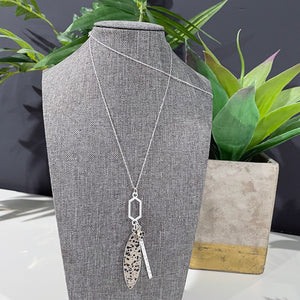 Dalmatian Jasper Stone Silver Pendant Necklace | Long Silver Necklace | Megan Fenno | FENNO FASHION