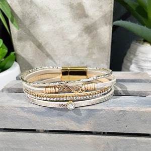 Gold Infinity Bracelet | Gold Magnetic Clasp Bracelet | Leather Wrap Bracelet | FENNO FASHION 